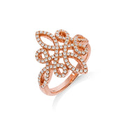 Micro Pave Rose Coated Fancy Silver Cz Ring