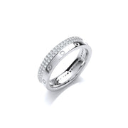 Double row Micro Pave Cz Fancy Silver Ring