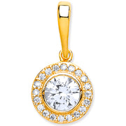 Y/G Halo Style Cz Pendant