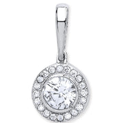 W/G Halo Style Cz Pendant