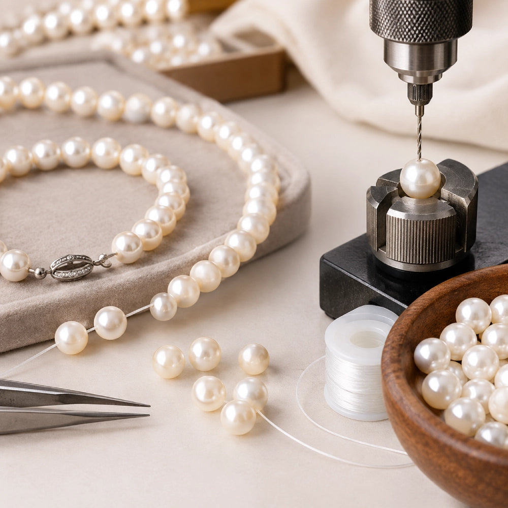 Pearl restringing and drilling