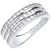 W/G Ladies Three Row Cz Ring