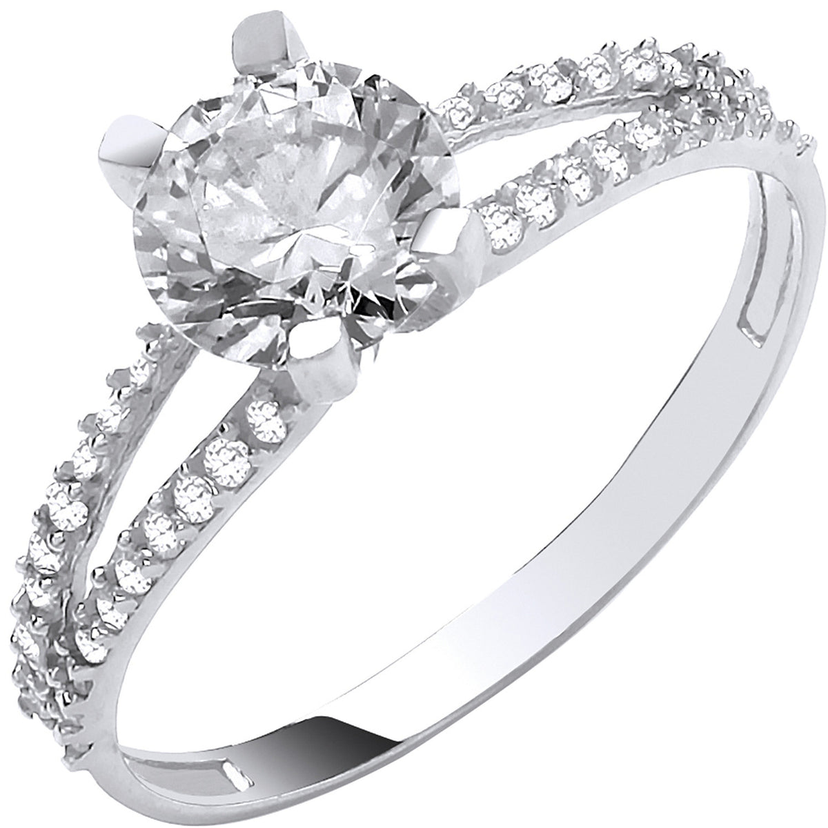W/G Split Shank Cz Engagement Ring