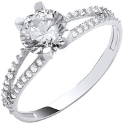 W/G Split Shank Cz Engagement Ring