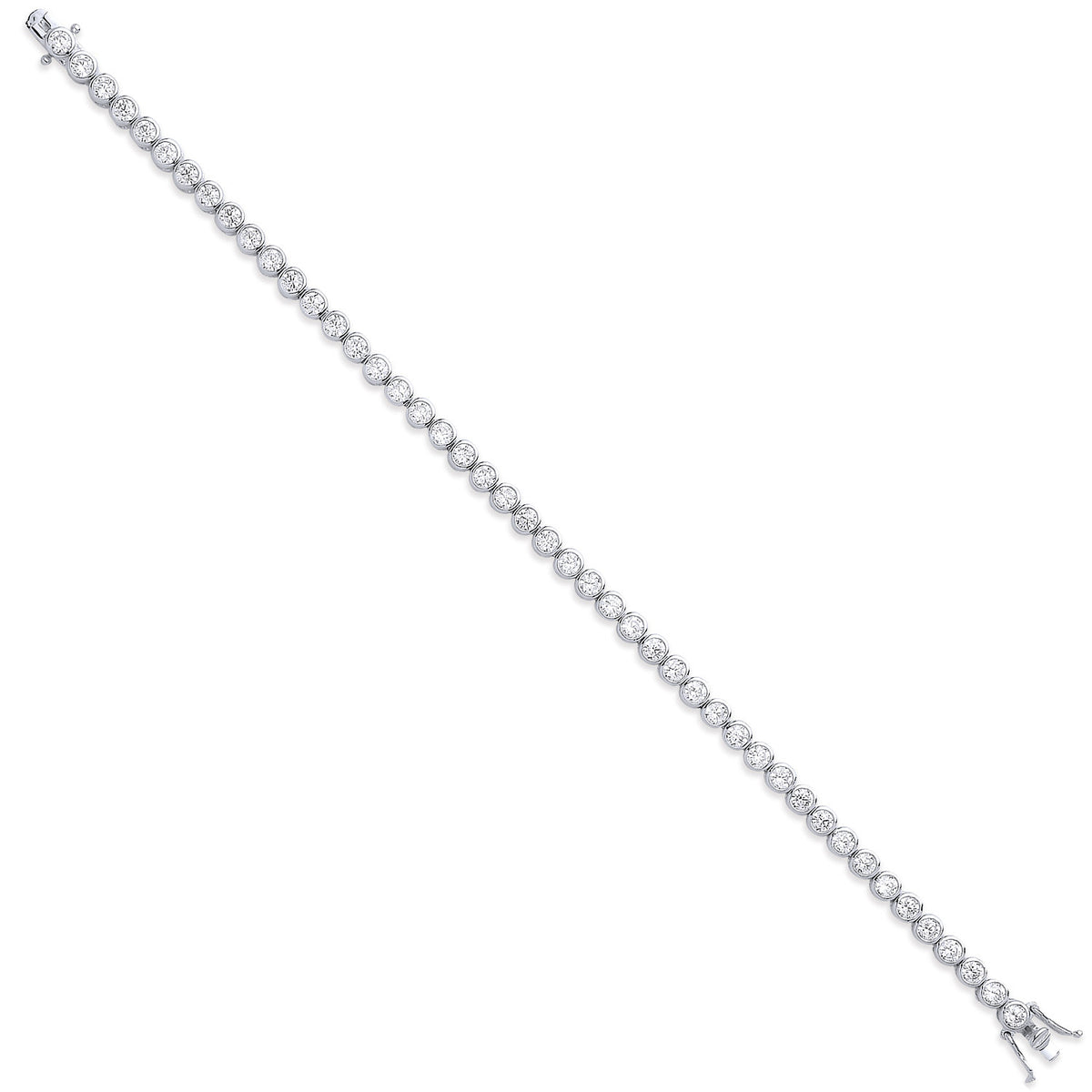 Silver 4.7mm Rubover 3.7mm Cz Tennis Bracelet