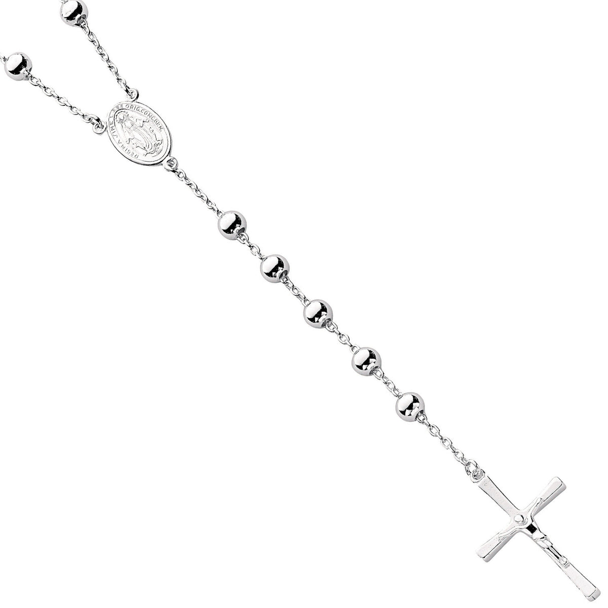 Silver Rosary Beads 28"