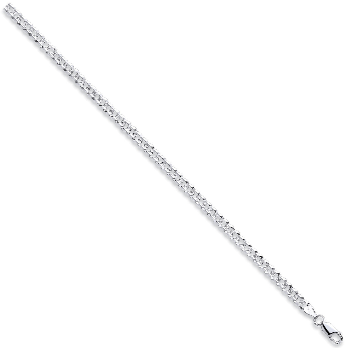 Silver 5mm Flat Pave Curb Chain