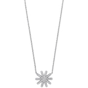 Silver Cz Starburst Pendant 16" Necklace