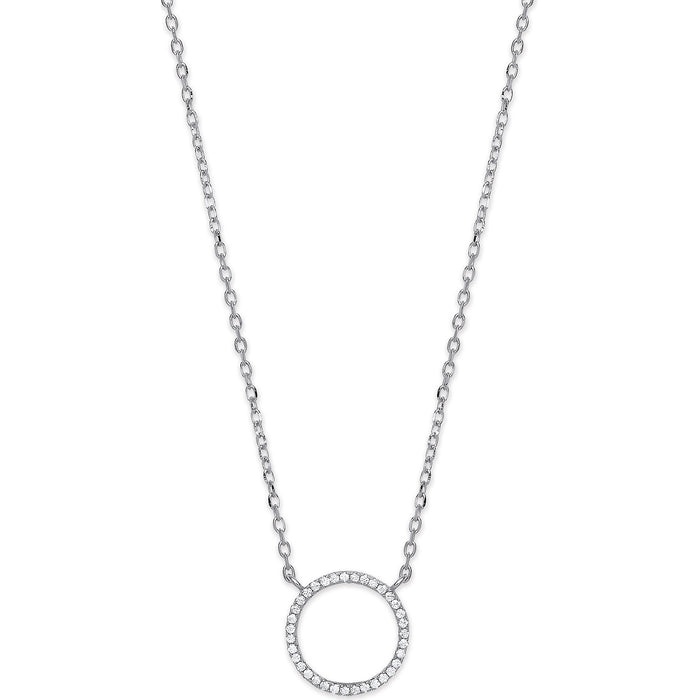 Silver Cz Circle of Life Pendant 16" Necklace with extention