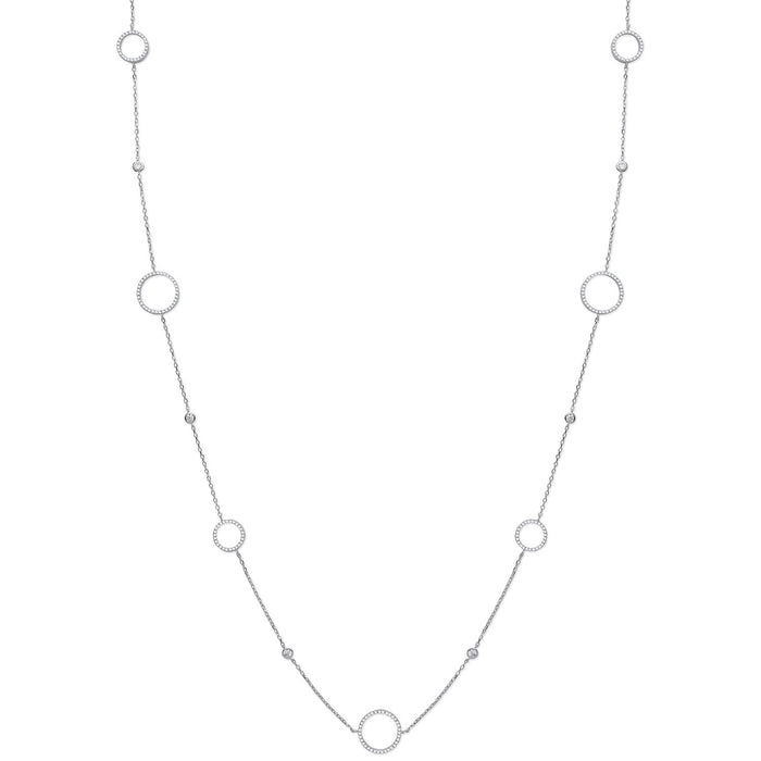 Silver Cz Circle of Life 36" (91cm) Necklace