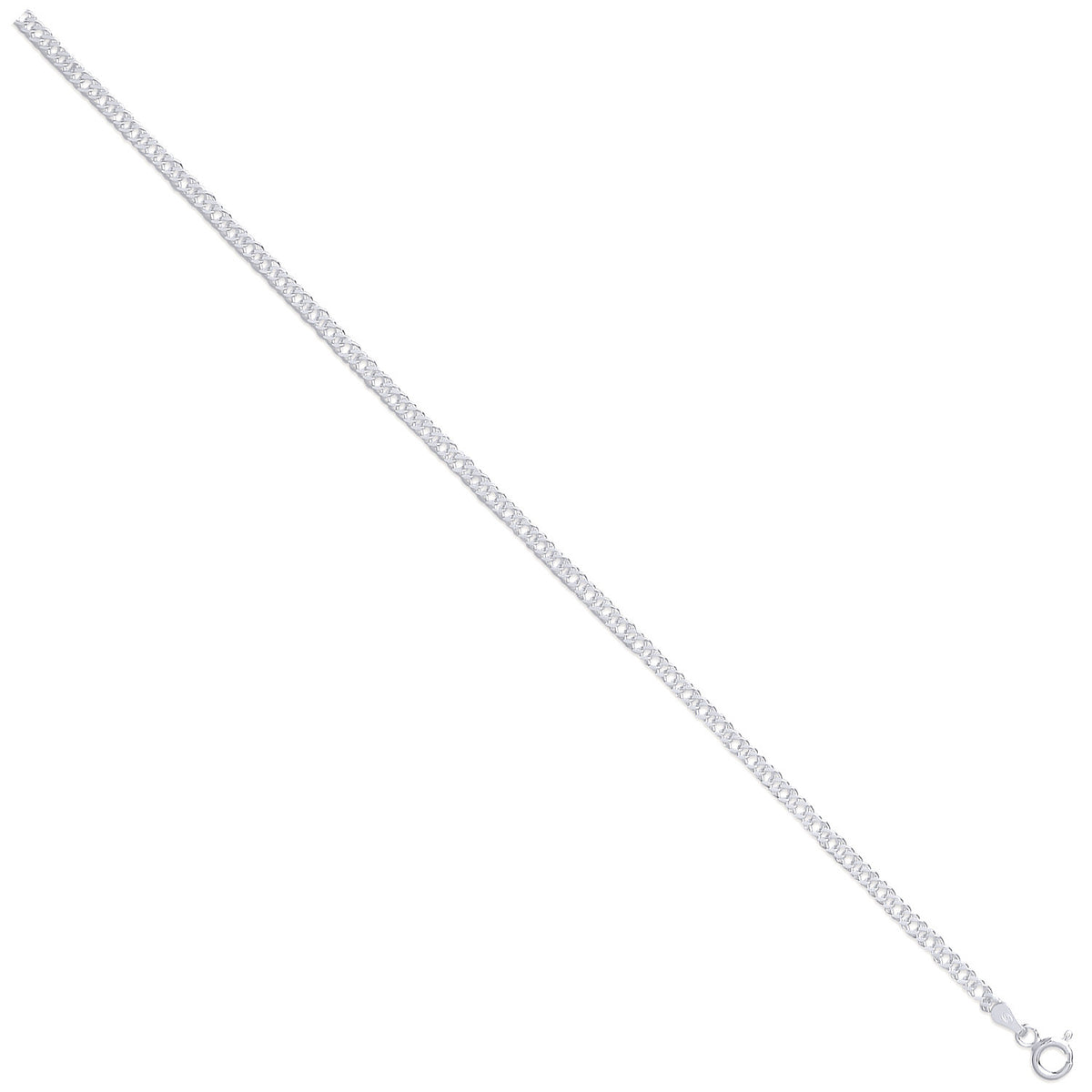 Silver 3mm Double Link Curb