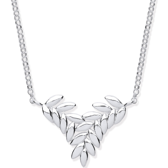 Silver Barley Leaf Necklace 16"