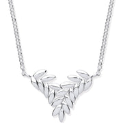 Silver Barley Leaf Necklace 16"