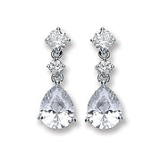 Silver Cz's Small Teardrop Earrings