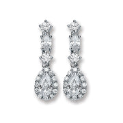 Silver Cz Graduated Teardrop Stud Earrings