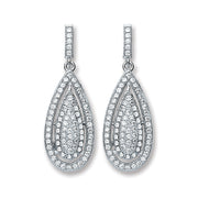 Silver Pear Shape Fancy Drop Earrings