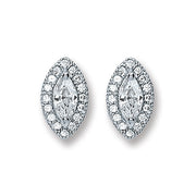 Silver Marquese Shape Cz Stud Earrings