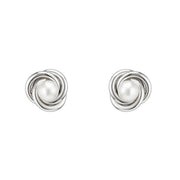 Silver Knot with Pearl Stud