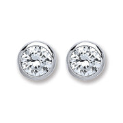 Silver Rd. Bril. Cut Rub Over Setting 6mm Cz Stud