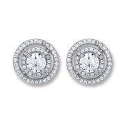 Silver Fancy Round Stud Earrings