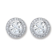 Silver Round Cz Stud Earrings