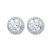 Silver Cz Round Stud Earrings