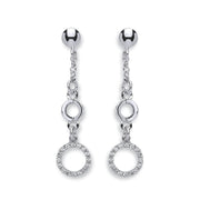 Silver Fancy Cz Circle Drop Earrings
