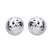 Silver 10mm Disco Half Ball Earrings