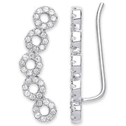 Silver Arc-shaped Ear Hook Cz Circles Ear Clip Earrings
