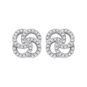 Silver Cz Swirl Stud Earrings