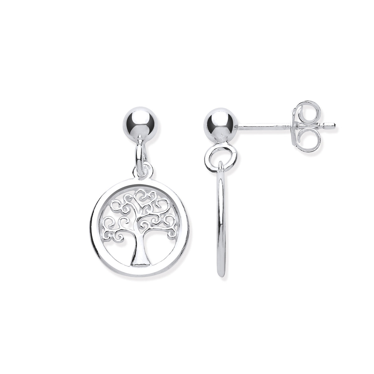 Silver Tree of Life Drop Earrings