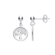 Silver Tree of Life Drop Earrings