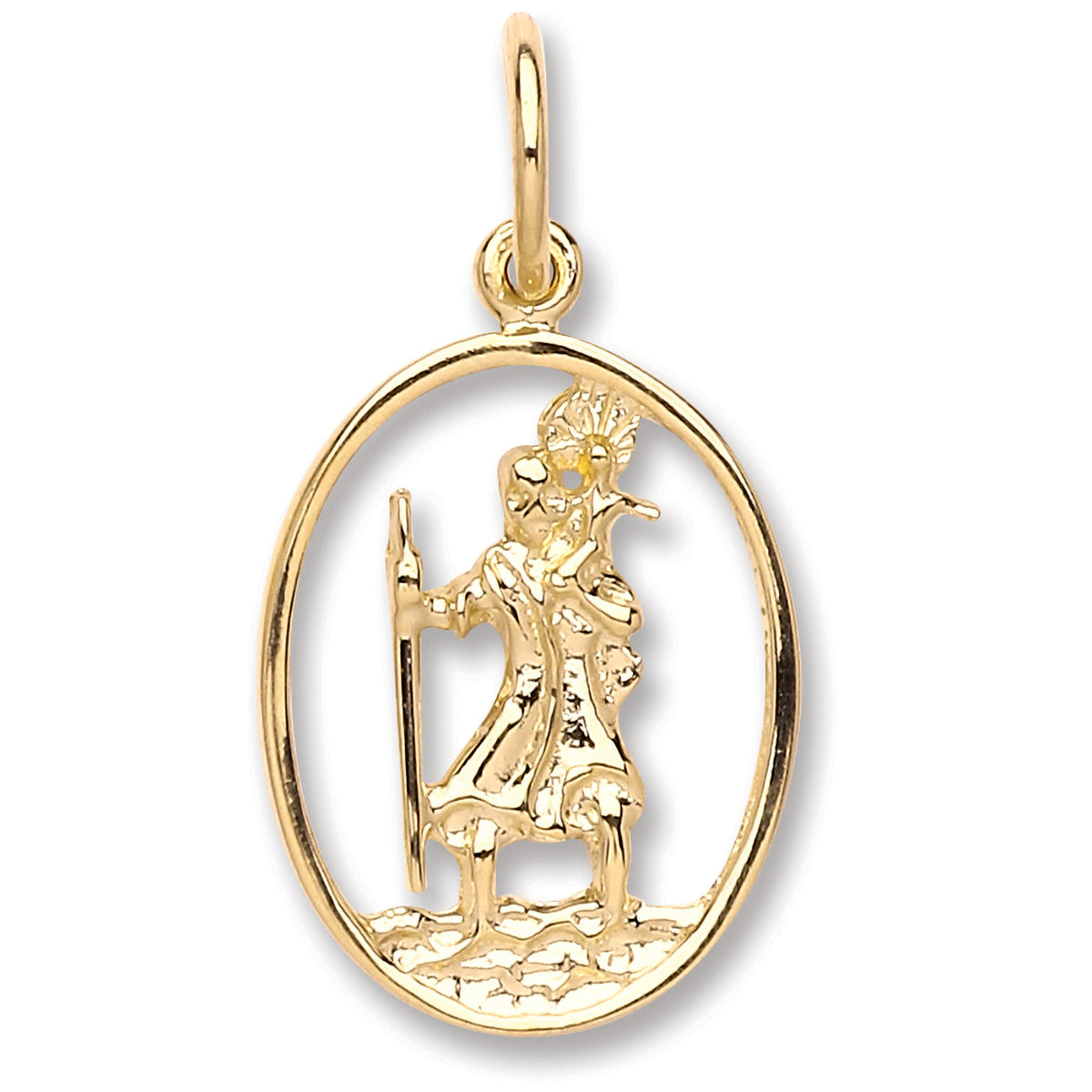Y/G Oval Cut Out St Christopher Pendant