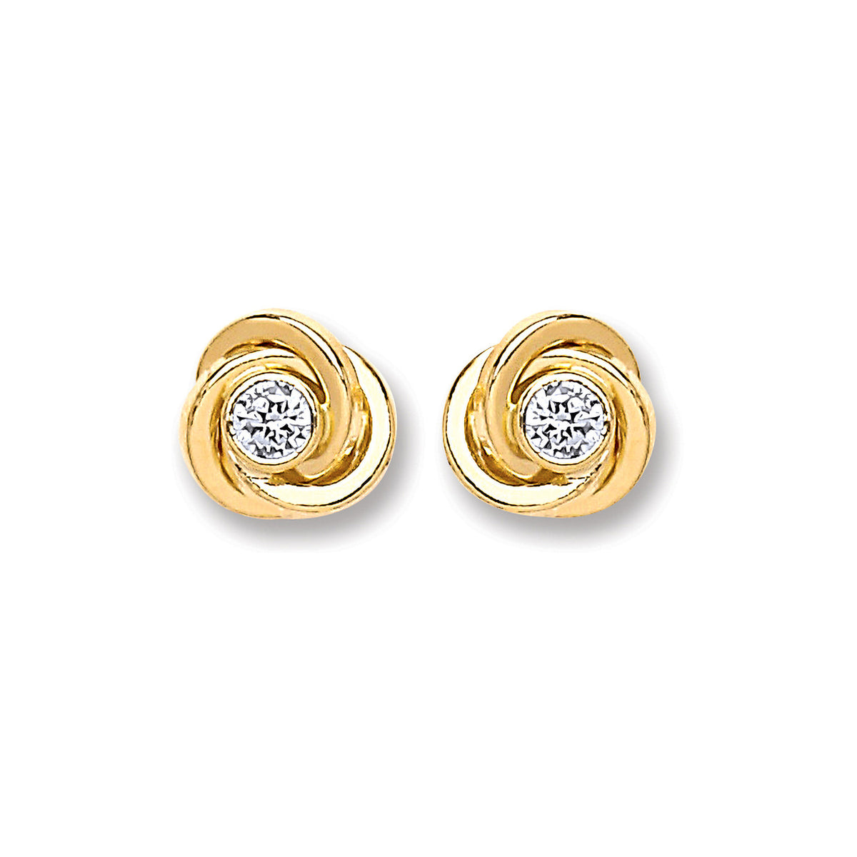 9ct Gold Cz Knot Studs
