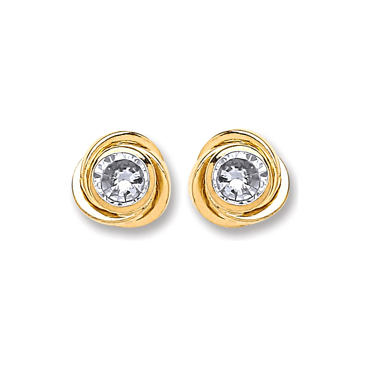 9ct Gold Medium Cz Knot Studs