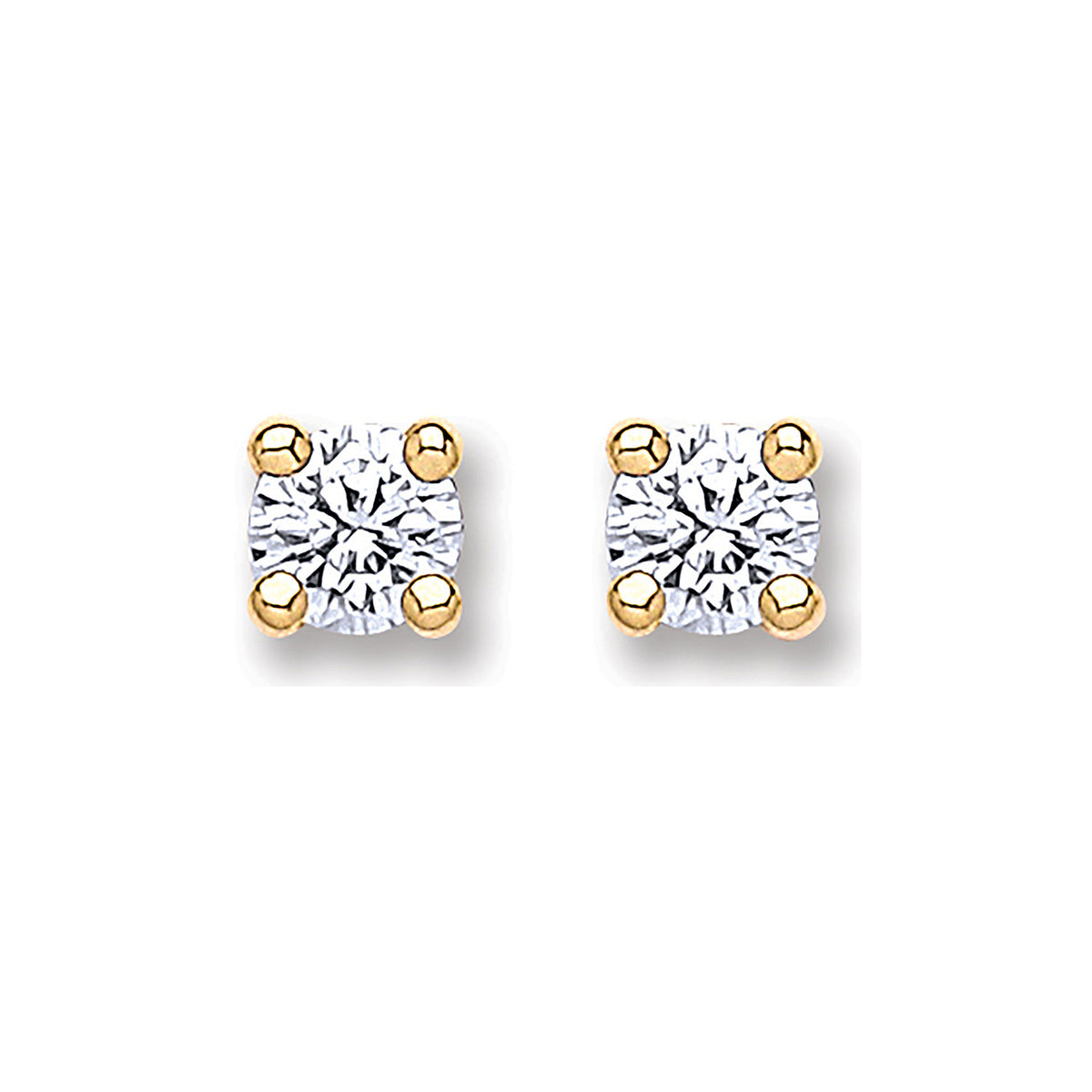 9ct Gold 4.0mm Round Brilliant CZ Studs