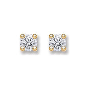 9ct Gold 4.0mm Round Brilliant CZ Studs