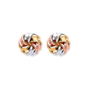 9ct Y, W & R/G Tight Knot Studs