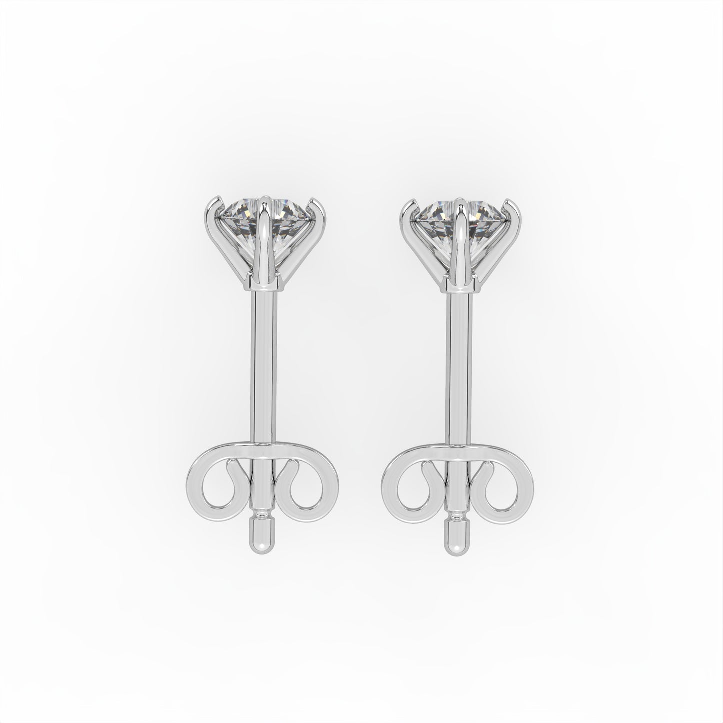 0.60 Carat Solitaire (D, VVS) Lab Grown Diamond Studs in 9ct White Gold