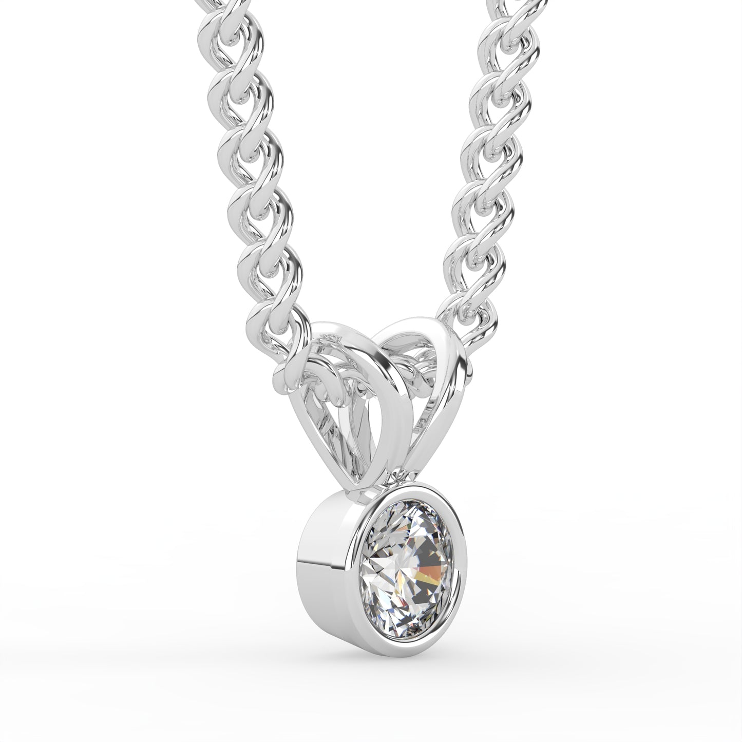 0.15 Ct Solitaire D VVS Lab Grown Diamond Necklace in 9k White Gold, with Free 14k Chain