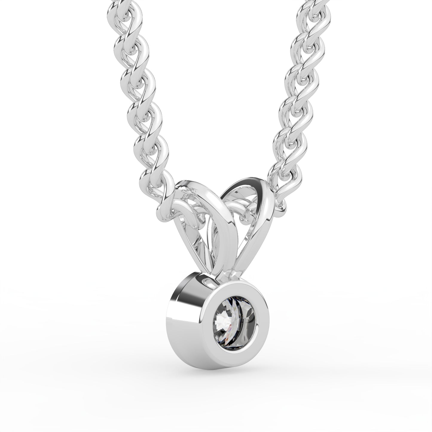 0.15 Ct Solitaire D VVS Lab Grown Diamond Necklace in 9k White Gold, with Free 14k Chain