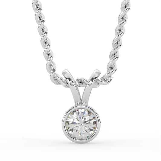 0.15 Ct Solitaire D VVS Lab Grown Diamond Necklace in 9k White Gold, with Free 14k Chain