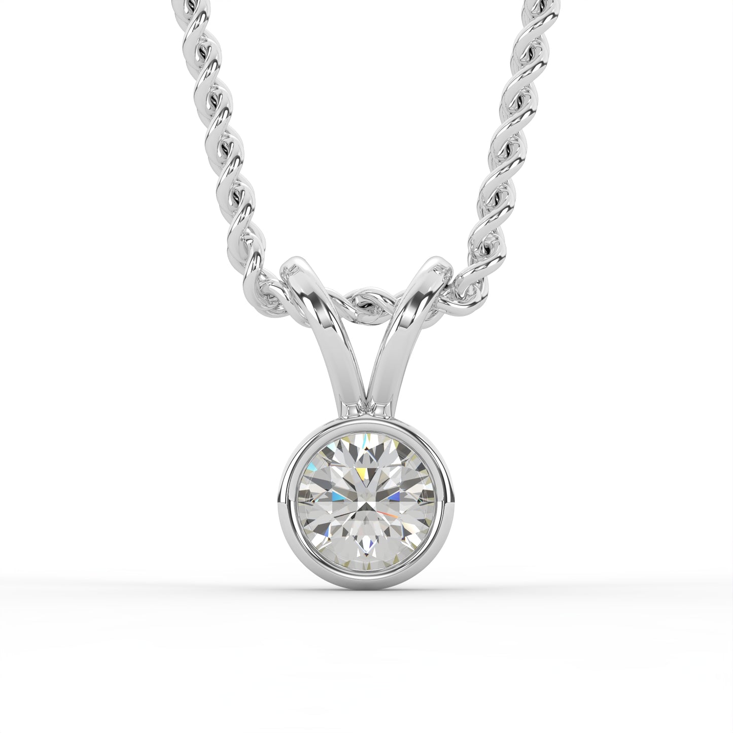 0.25 Ct Solitaire D VVS Lab Grown Diamond Necklace in 9k White Gold, with Free 14k Chain