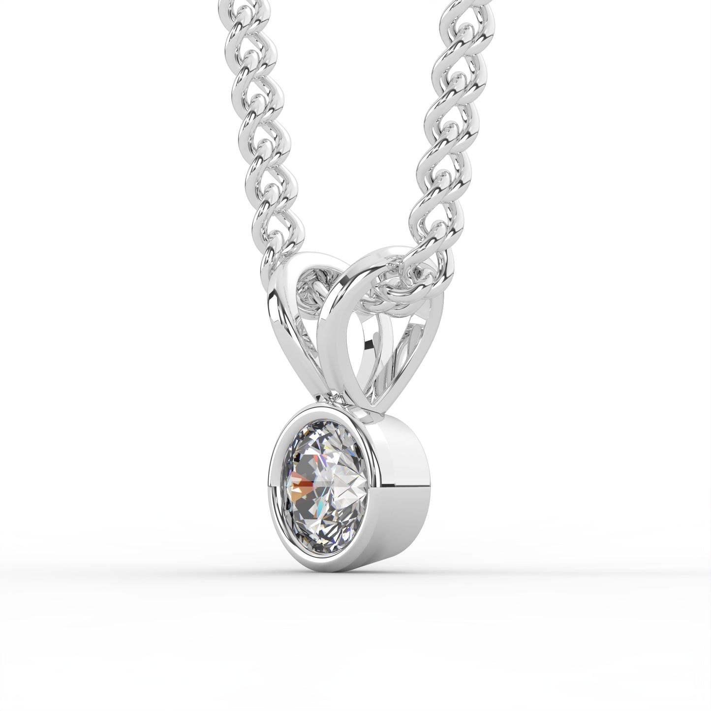 0.25 Ct Solitaire D VVS Lab Grown Diamond Necklace in 9k White Gold, with Free 14k Chain