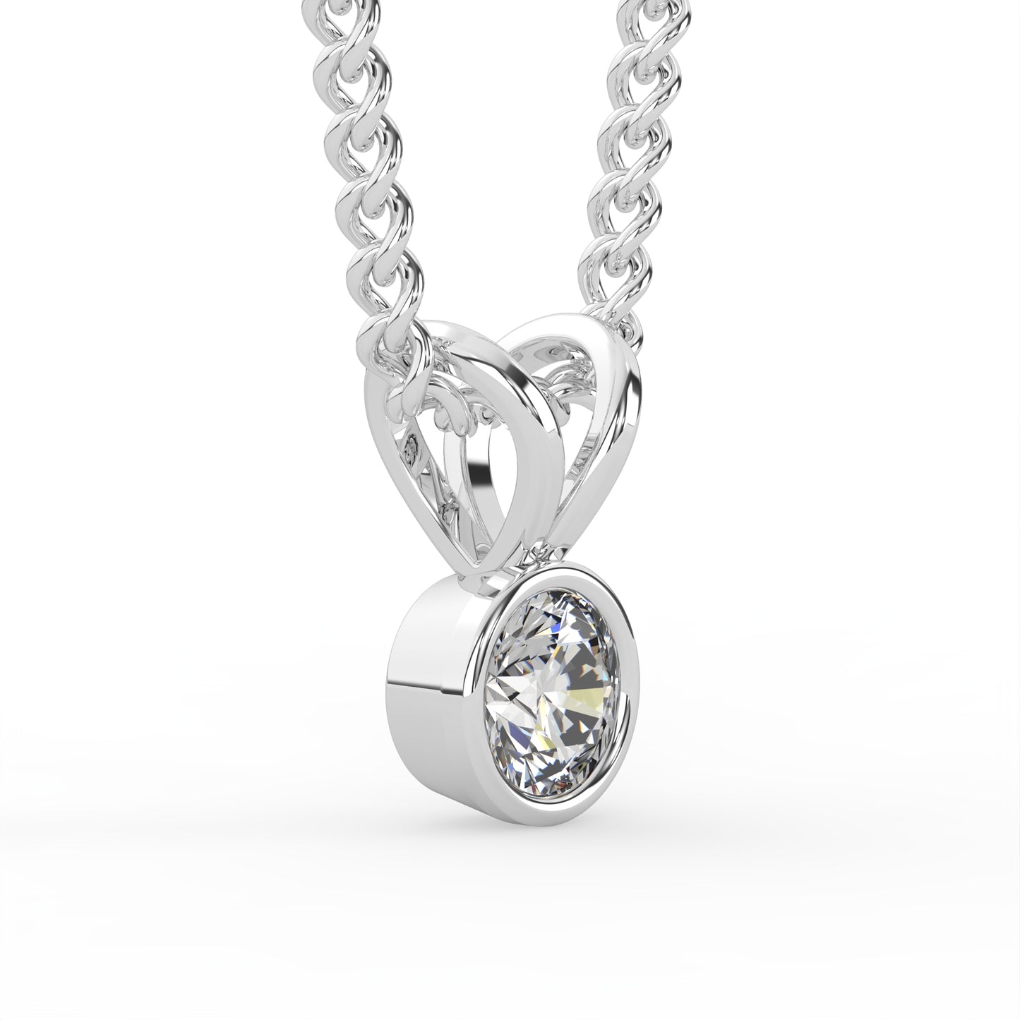 0.50 Ct Solitaire D VVS Lab Grown Diamond Necklace in 9k White Gold, with Free 14k Chain