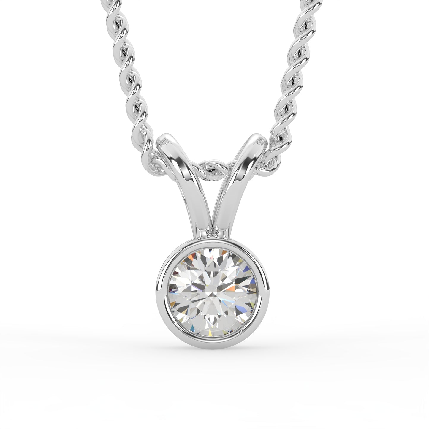 0.50 Ct Solitaire D VVS Lab Grown Diamond Necklace in 9k White Gold, with Free 14k Chain