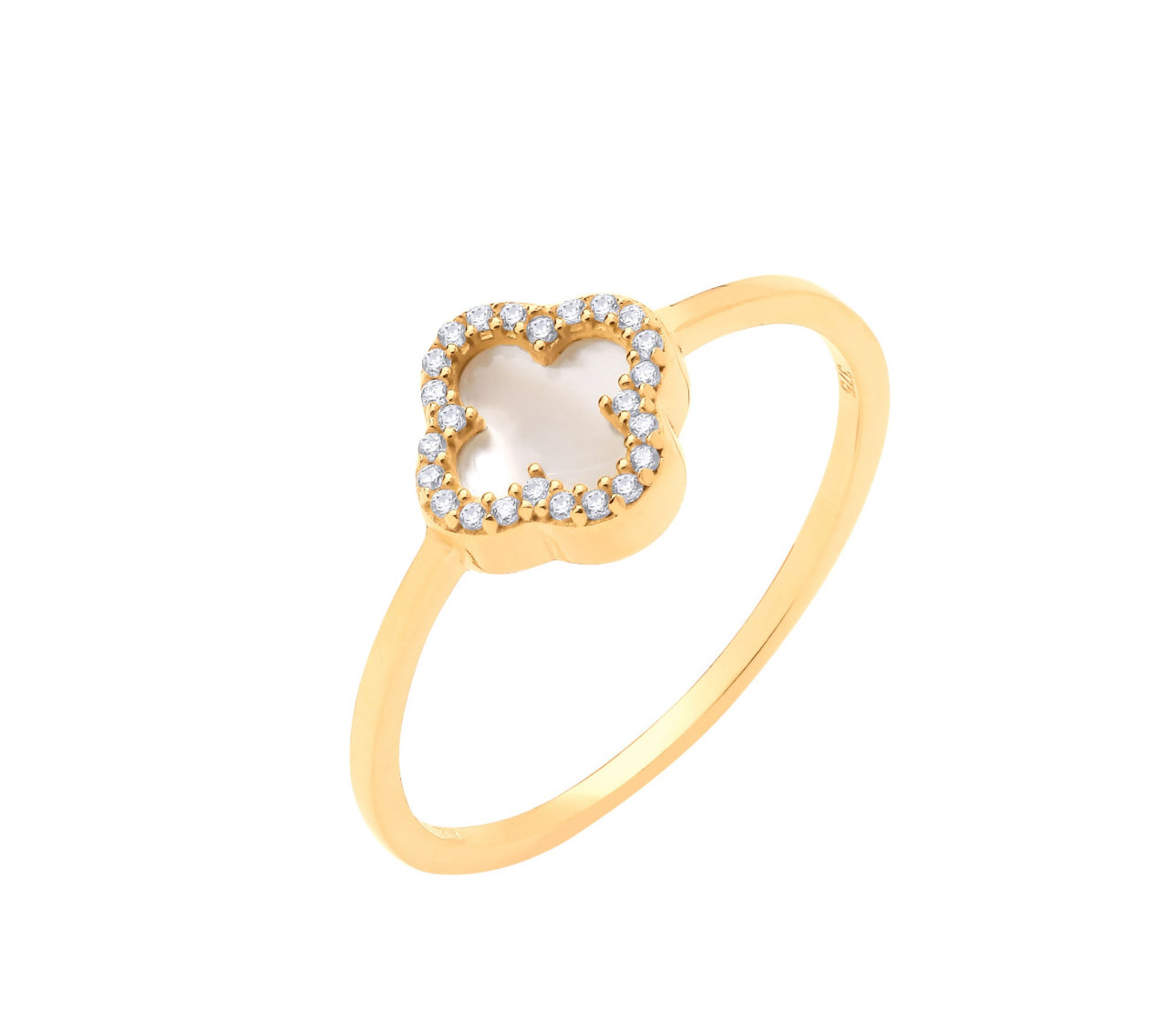 Y/G CZ Four Leaf Clover Ring TGC-R0700