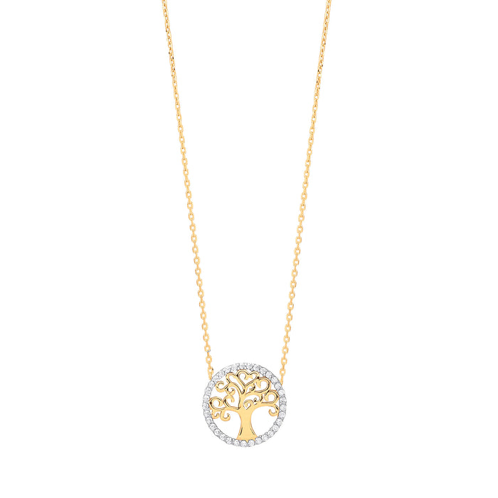 Y/G Tree of Life CZ, 18" Necklace