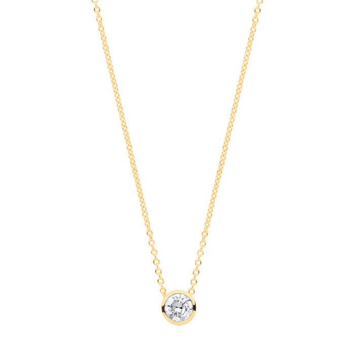 18ct Yellow gold 0.25ctw G-SI Rubover Diamond Pendant (18in/45cm) Chain