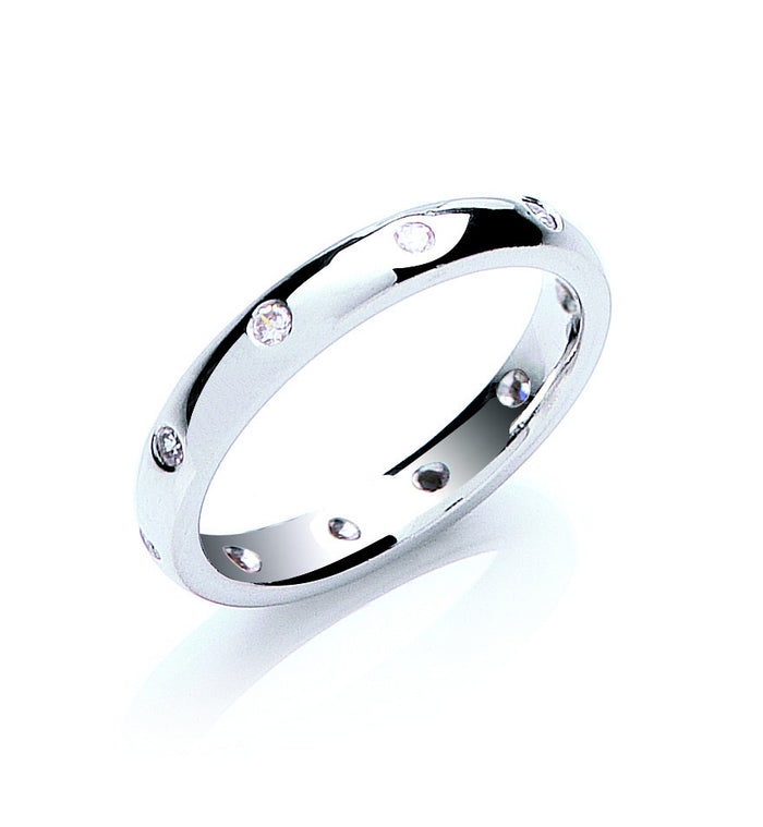 0.20ctw 10st Brilliant Cut Diamond Set 3mm Platinum Court Wedding Band